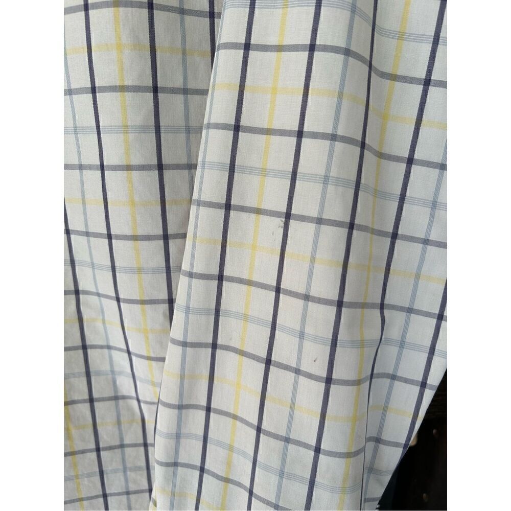 🐿️ Banana Republic White Yellow Blue Plaid Button Front Top SM 14-14.5” 32-33” - Picture 7 of 7